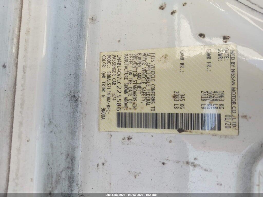 1N4BL4CV7LC225586 2020 NISSAN ALTIMA photo no. 9