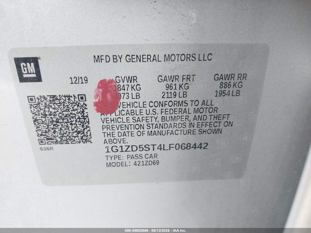 1G1ZD5ST4LF068442 2020 CHEVROLET MALIBU photo no. 9
