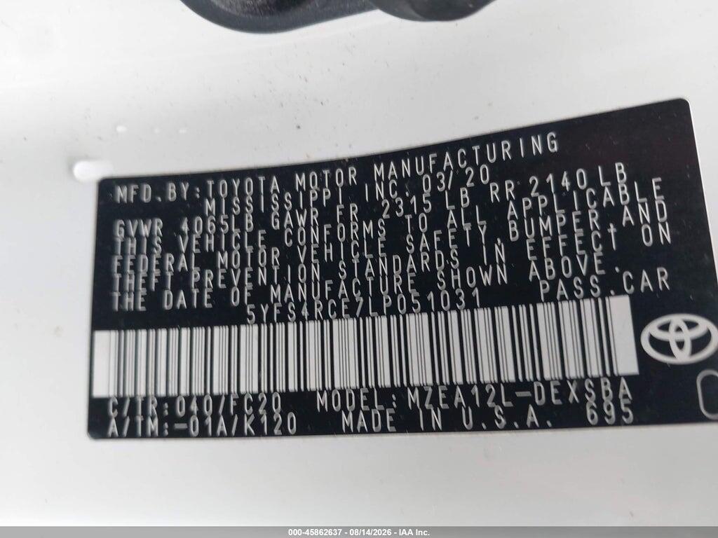 5YFS4RCE7LP051031 2020 TOYOTA COROLLA photo no. 9