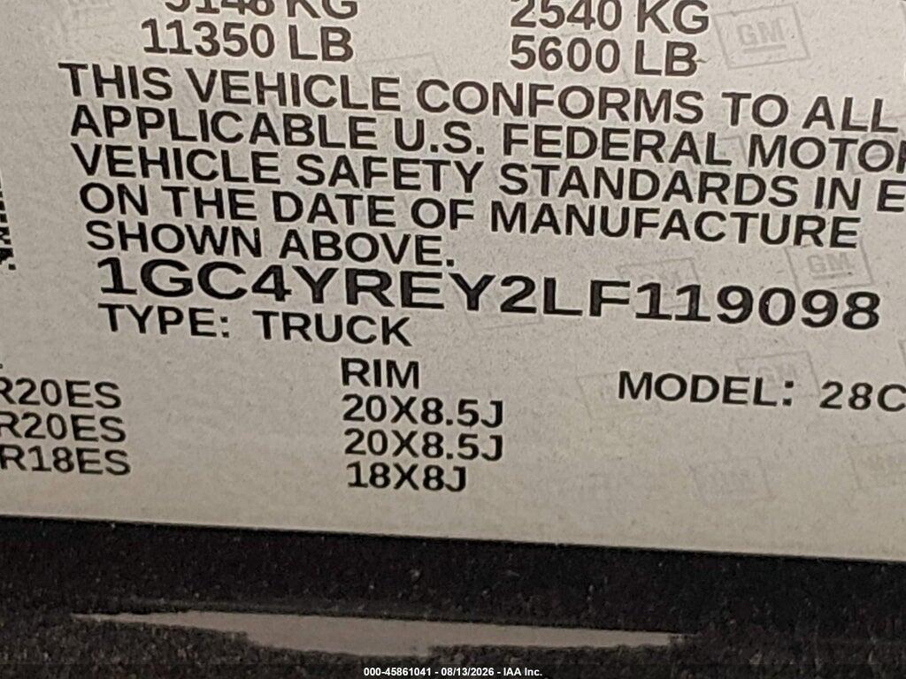 1GC4YREY2LF119098 2020 CHEVROLET SILVERADO 2500HD photo no. 9
