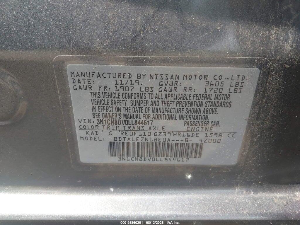 3N1CN8DV0LL844617 2020 NISSAN VERSA photo no. 9