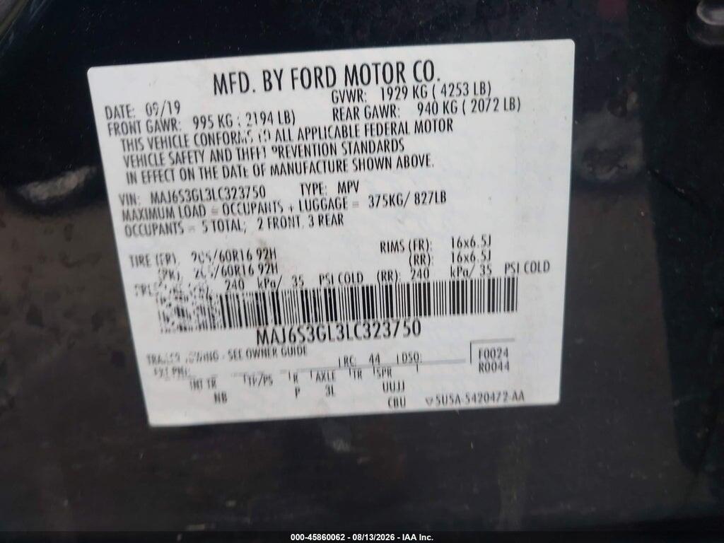 MAJ6S3GL3LC323750 2020 FORD ECOSPORT photo no. 9