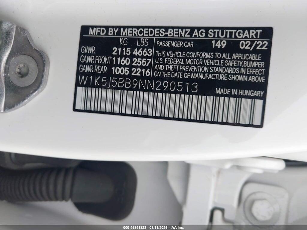 W1K5J5BB9NN290513 2022 MERCEDES-BENZ AMG CLA 35 photo no. 9