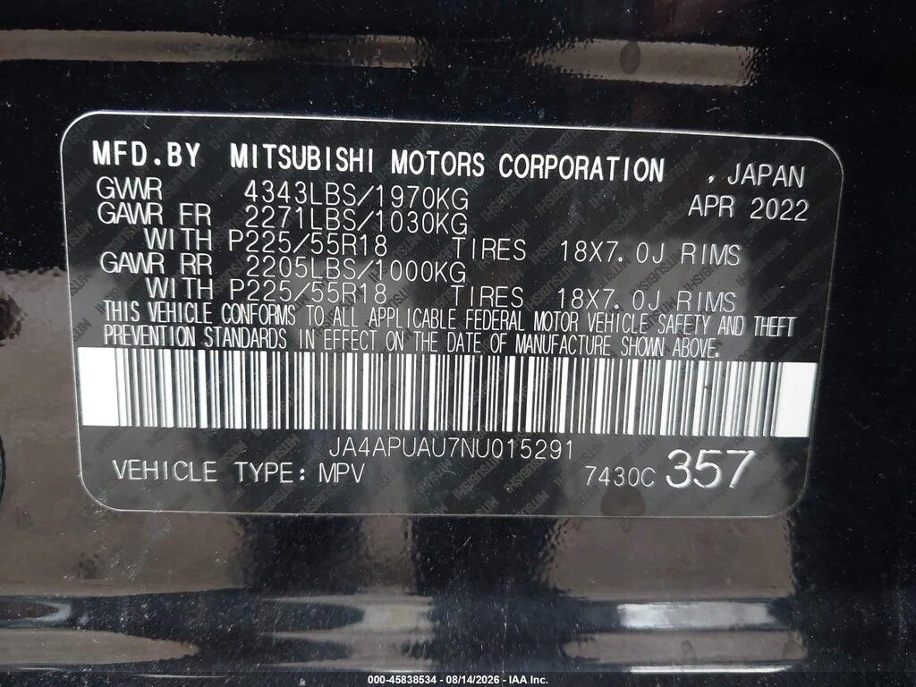 JA4APUAU7NU015291 2022 MITSUBISHI OUTLANDER SPORT photo no. 9