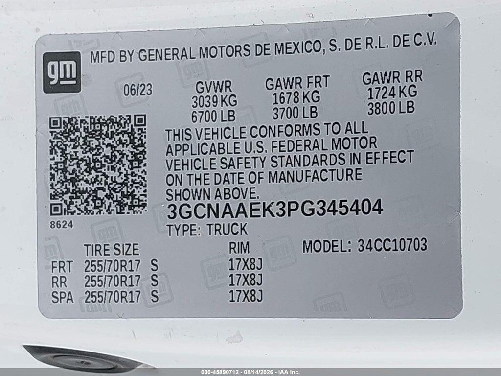 3GCNAAEK3PG345404 2023 CHEVROLET SILVERADO 1500 photo no. 9
