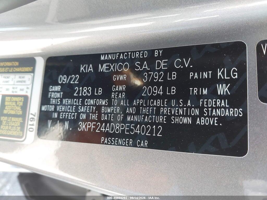 3KPF24AD8PE540212 2023 KIA FORTE photo no. 9