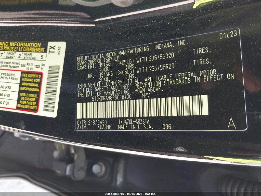 5TDKDRAH8PS018436 2023 TOYOTA HIGHLANDER photo no. 9