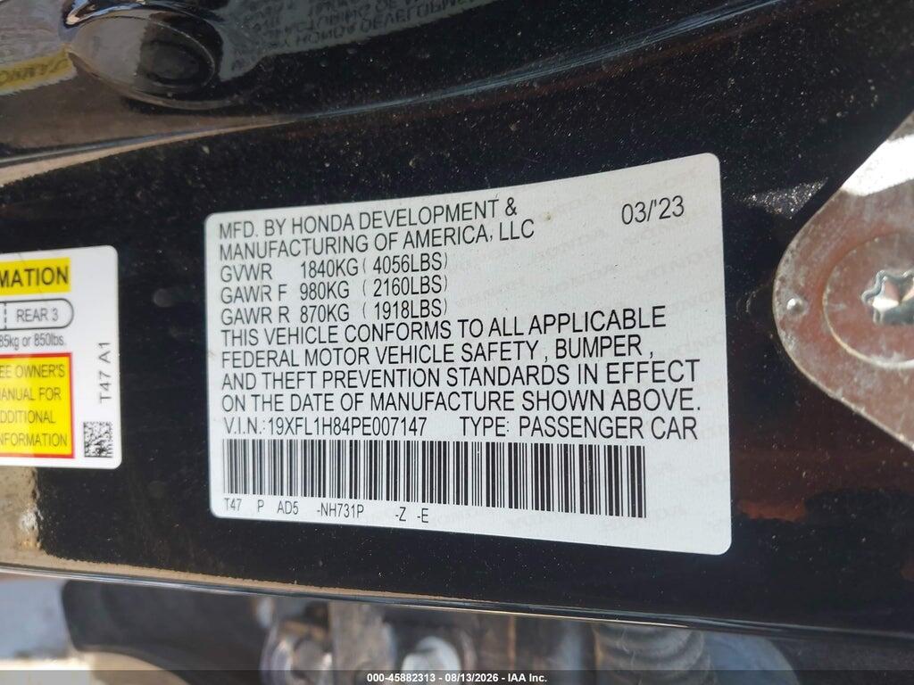 19XFL1H84PE007147 2023 HONDA CIVIC photo no. 9