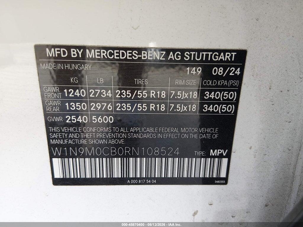 W1N9M0CB0RN108524 2024 MERCEDES-BENZ EQB 250 SUV photo no. 9