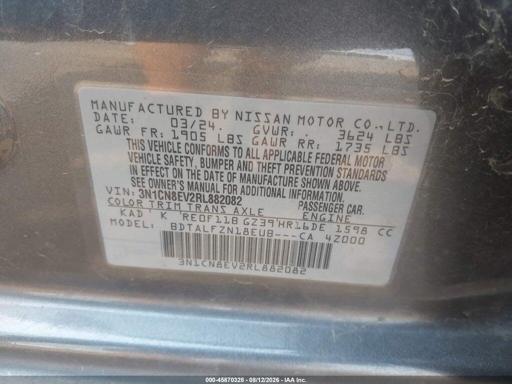 3N1CN8EV2RL882082 2024 NISSAN VERSA photo no. 9
