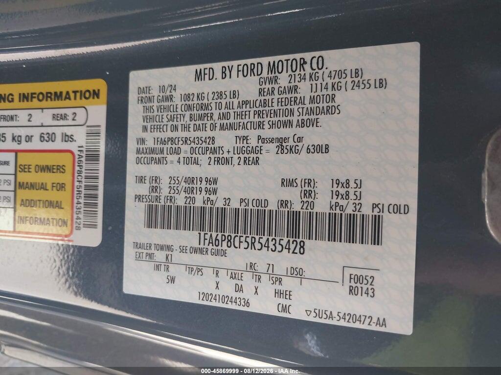 1FA6P8CF5R5435428 2024 FORD MUSTANG photo no. 9