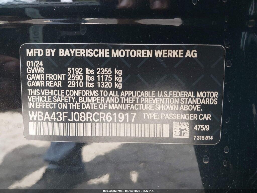 WBA43FJ08RCR61917 2024 BMW 530I photo no. 9