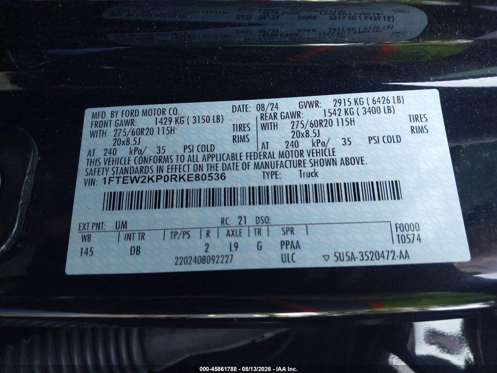 1FTEW2KP0RKE80536 2024 FORD F-150 photo no. 9