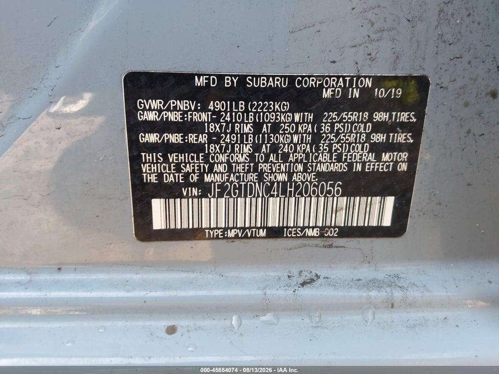 JF2GTDNC4LH206056 2020 SUBARU CROSSTREK photo no. 9