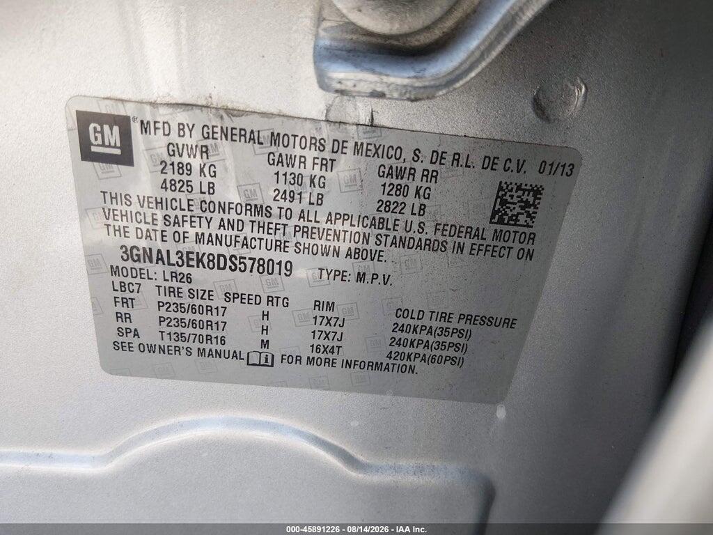 3GNAL3EK8DS578019 2013 CHEVROLET CAPTIVA SPORT FLEET photo no. 9