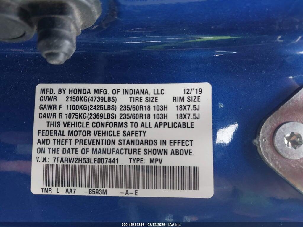 7FARW2H53LE007441 2020 HONDA CR-V photo no. 9
