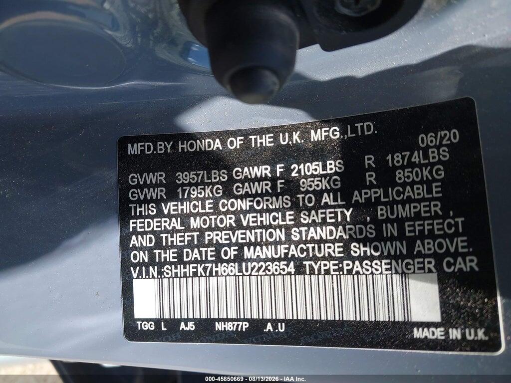 SHHFK7H66LU223654 2020 HONDA CIVIC photo no. 9