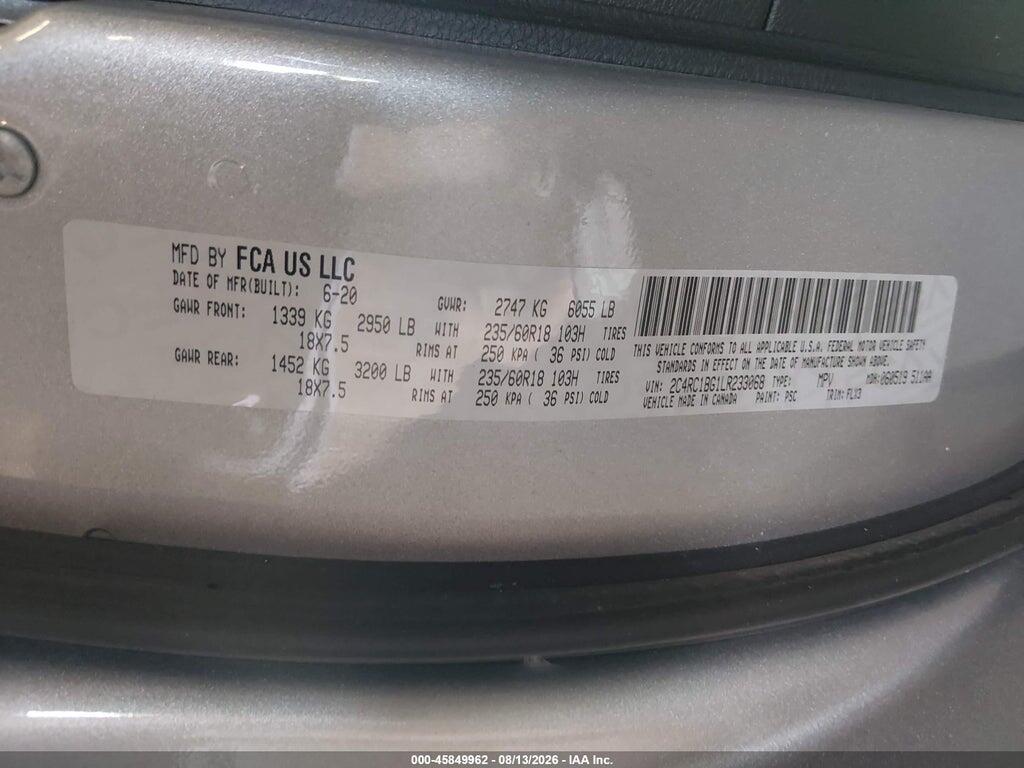 2C4RC1BG1LR233068 2020 CHRYSLER PACIFICA photo no. 9