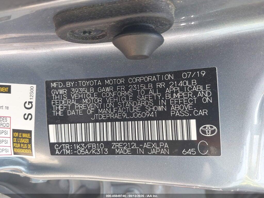 JTDEPRAE9LJ060941 2020 TOYOTA COROLLA photo no. 9
