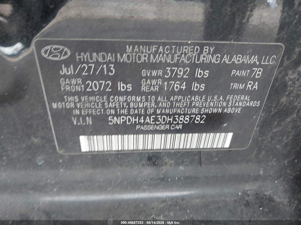 5NPDH4AE3DH388782 2013 HYUNDAI ELANTRA photo no. 9