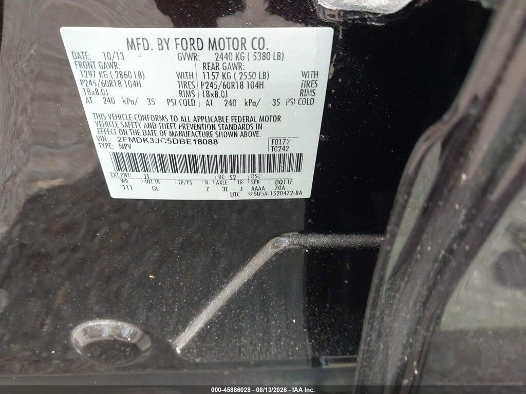 2FMDK3JC5DBE18088 2013 FORD EDGE photo no. 9