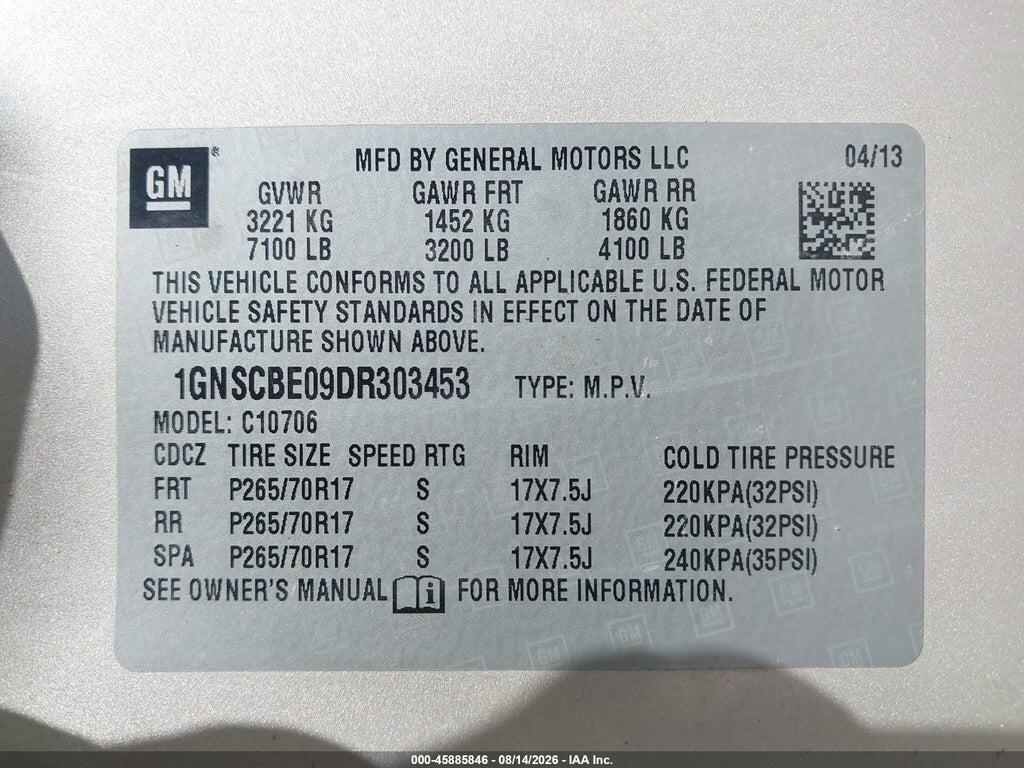 1GNSCBE09DR303453 2013 CHEVROLET TAHOE photo no. 9