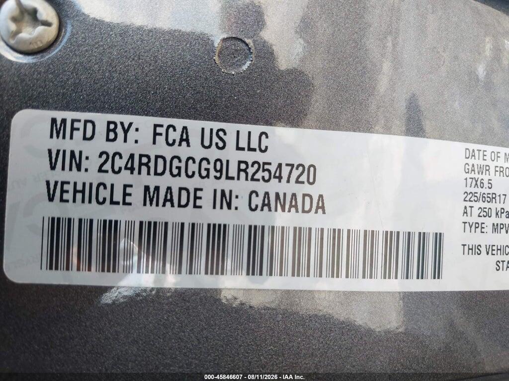 2C4RDGCG9LR254720 2020 DODGE GRAND CARAVAN photo no. 9