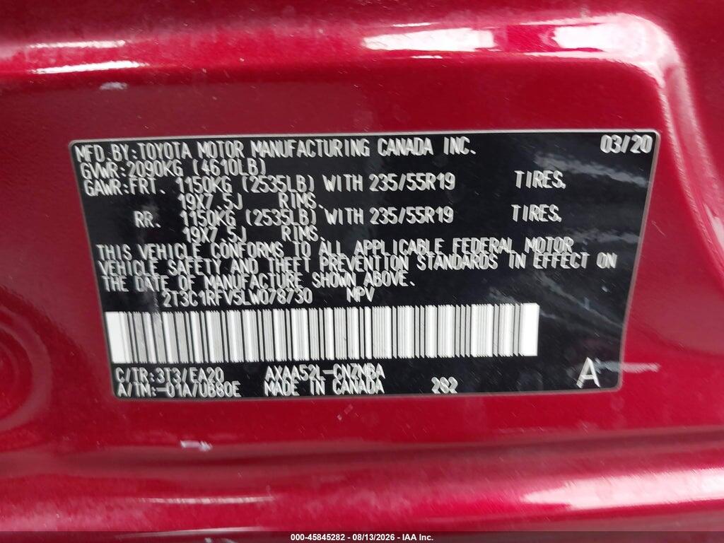 2T3C1RFV5LW078730 2020 TOYOTA RAV4 photo no. 9