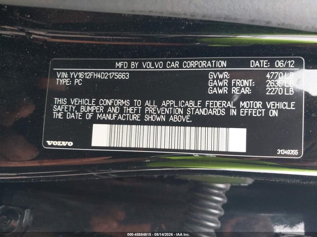 YV1612FH4D2175663 2013 VOLVO S60 photo no. 9