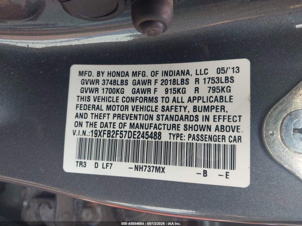 19XFB2F57DE245488 2013 HONDA CIVIC photo no. 9