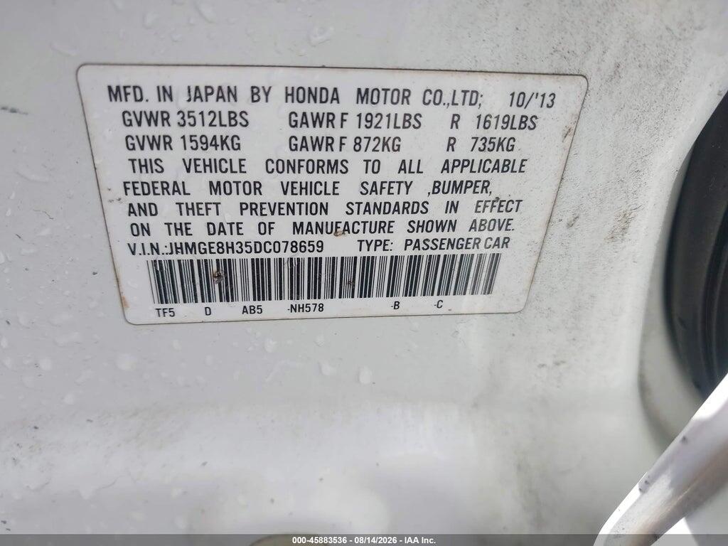 JHMGE8H35DC078659 2013 HONDA FIT photo no. 9
