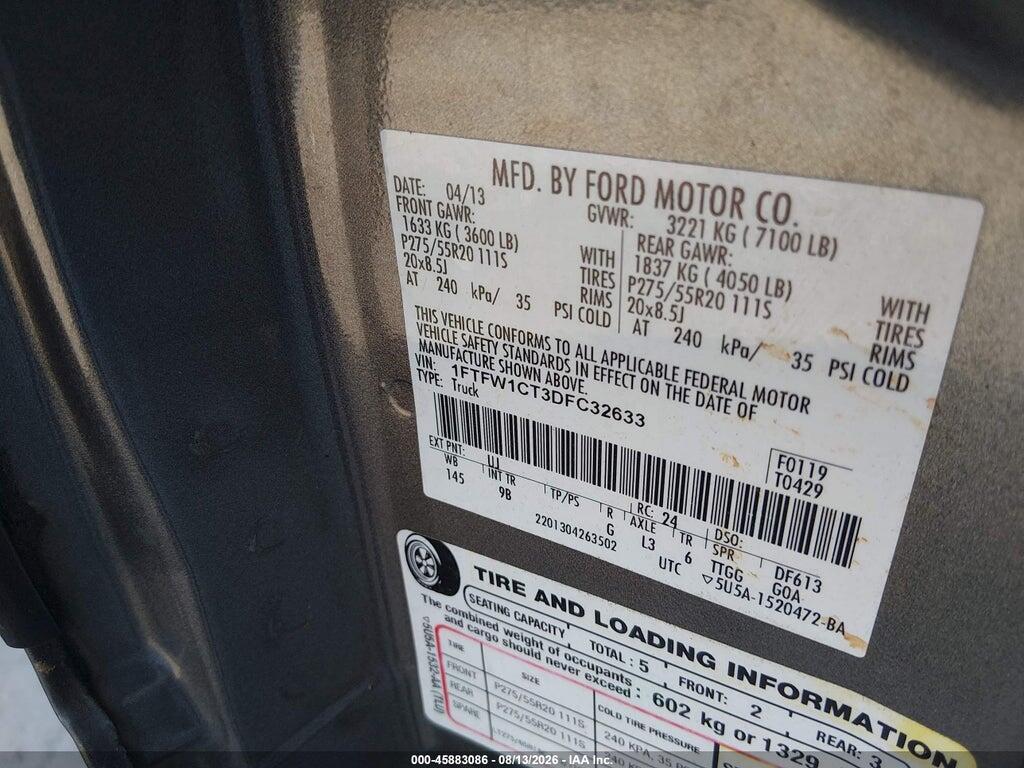 1FTFW1CT3DFC32633 2013 FORD F-150 photo no. 9