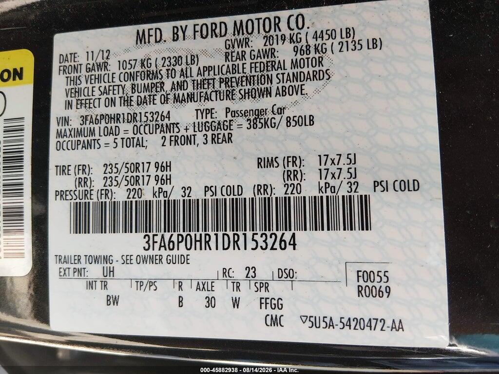 3FA6P0HR1DR153264 2013 FORD FUSION photo no. 9