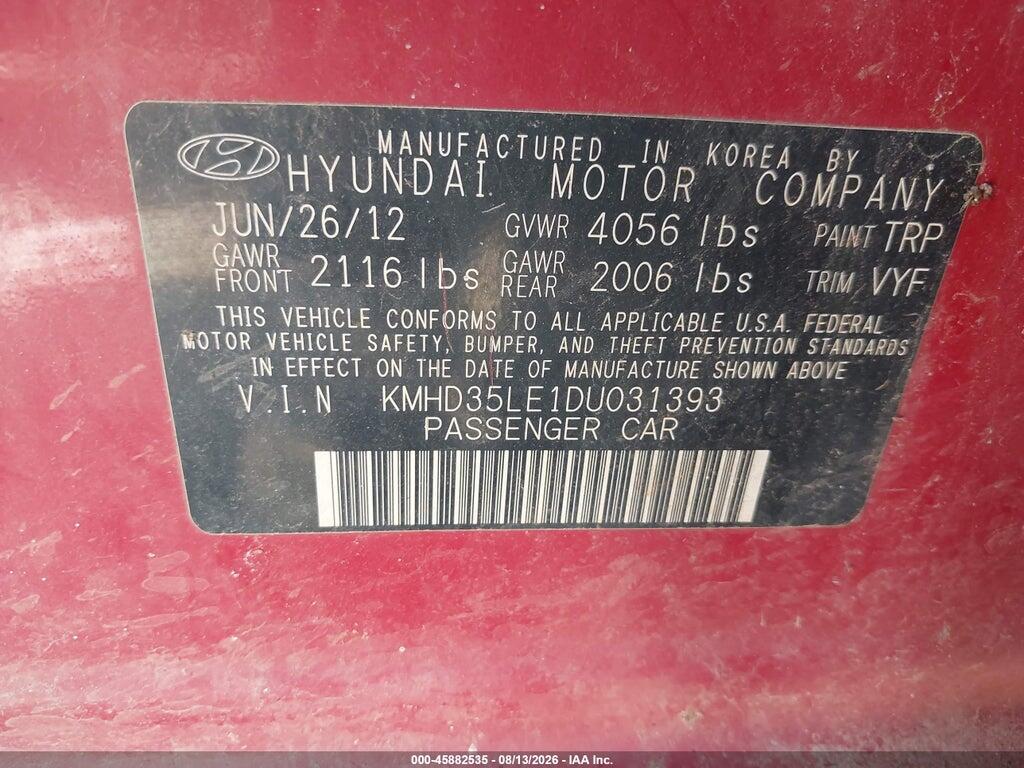 KMHD35LE1DU031393 2013 HYUNDAI ELANTRA GT photo no. 9