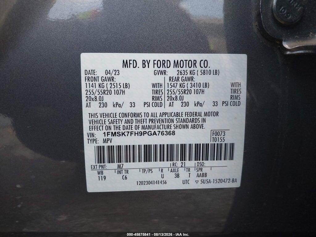 1FMSK7FH9PGA76368 2023 FORD EXPLORER photo no. 9