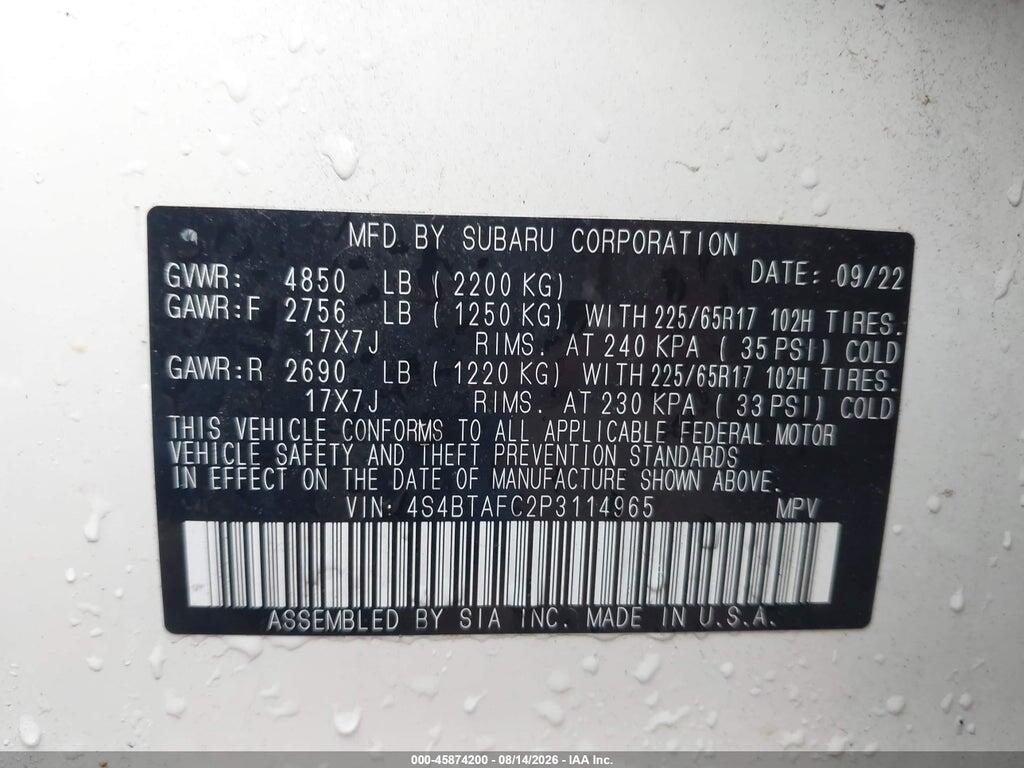 4S4BTAFC2P3114965 2023 SUBARU OUTBACK photo no. 9