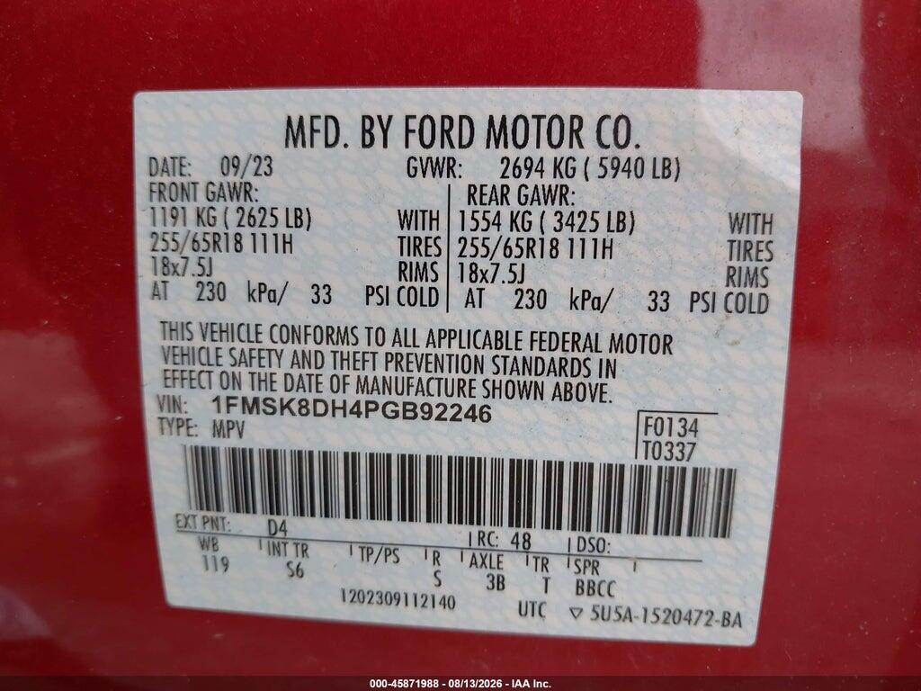 1FMSK8DH4PGB92246 2023 FORD EXPLORER photo no. 9