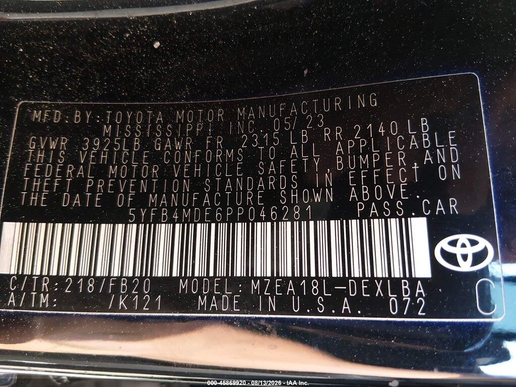 5YFB4MDE6PP046281 2023 TOYOTA COROLLA photo no. 9
