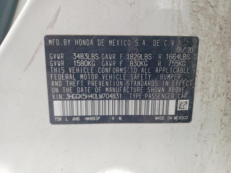 3HGGK5H40LM704831 2020 HONDA FIT photo no. 12