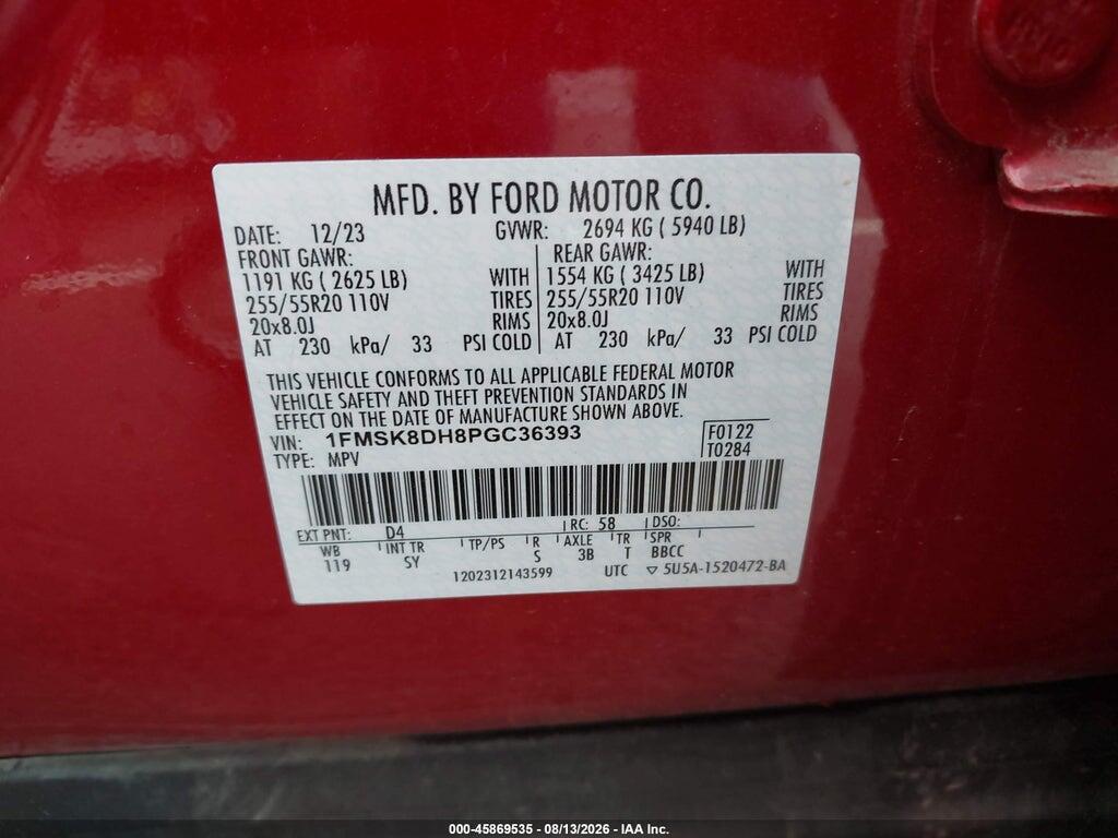 1FMSK8DH8PGC36393 2023 FORD EXPLORER photo no. 9