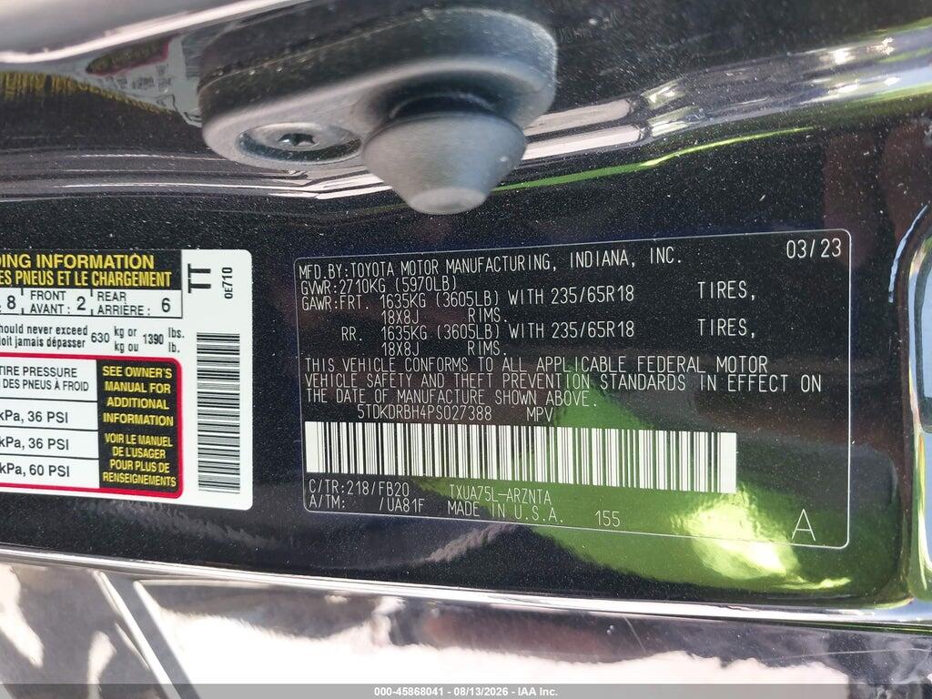5TDKDRBH4PS027388 2023 TOYOTA HIGHLANDER photo no. 9