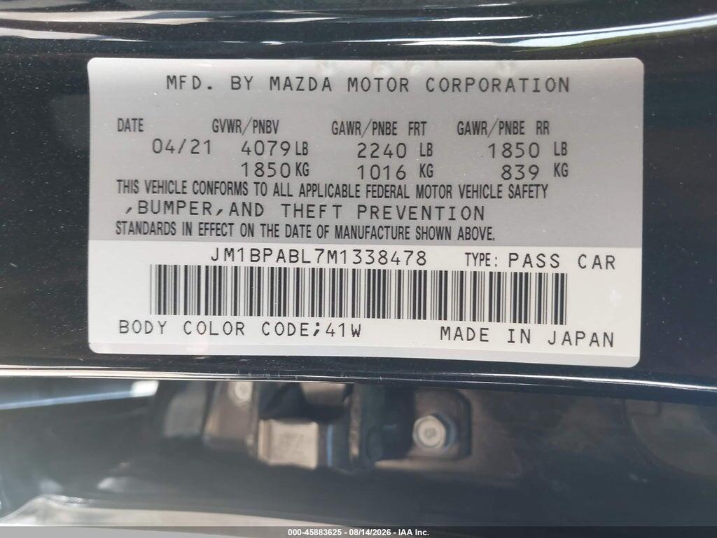 JM1BPABL7M1338478 2021 MAZDA MAZDA3 photo no. 9
