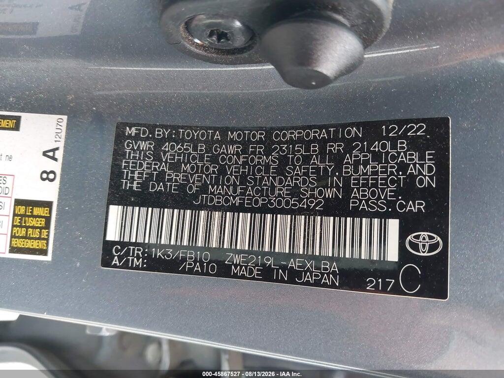 JTDBCMFE0P3005492 2023 TOYOTA COROLLA photo no. 9