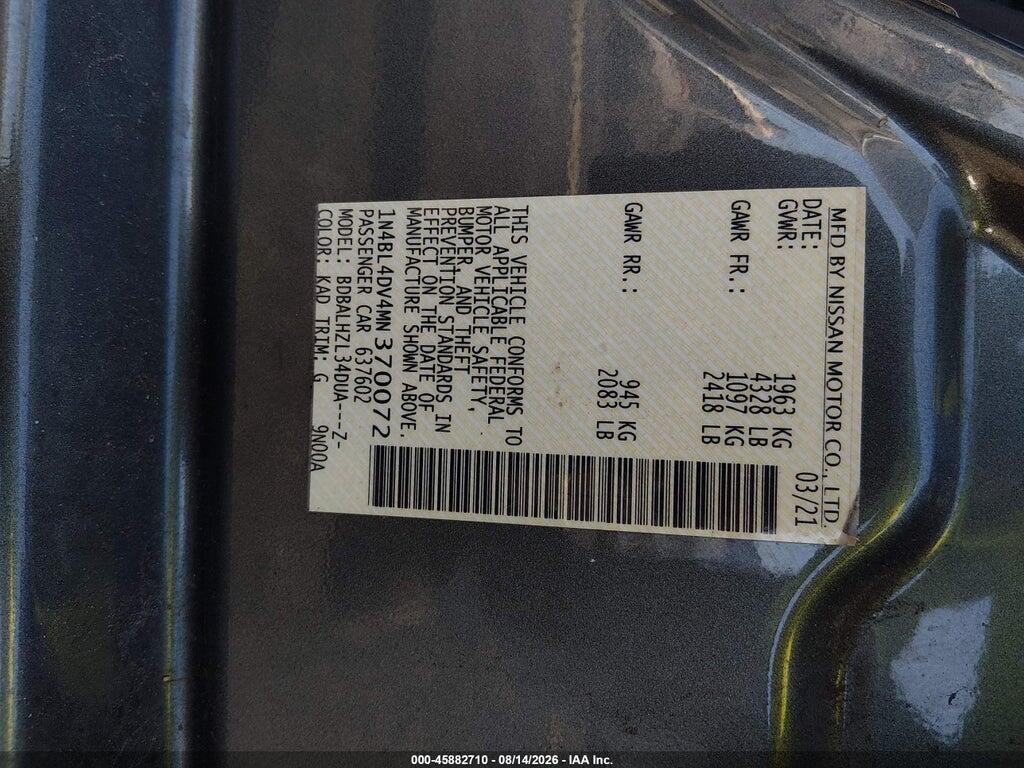 1N4BL4DV4MN370072 2021 NISSAN ALTIMA photo no. 9