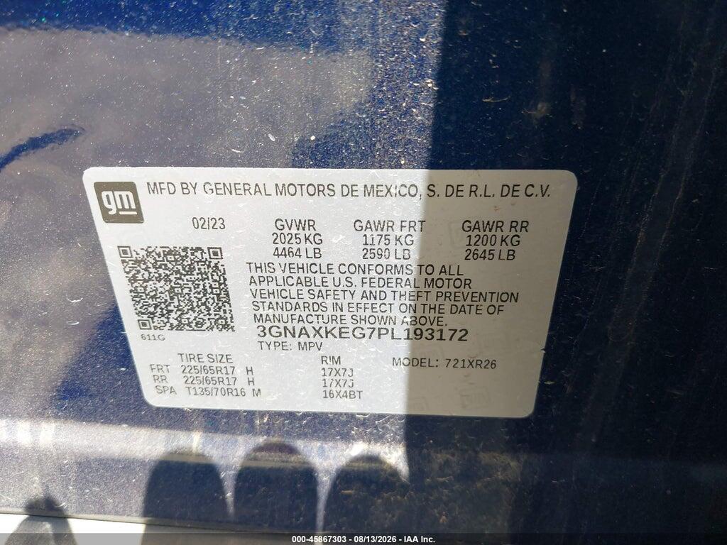 3GNAXKEG7PL193172 2023 CHEVROLET EQUINOX photo no. 9