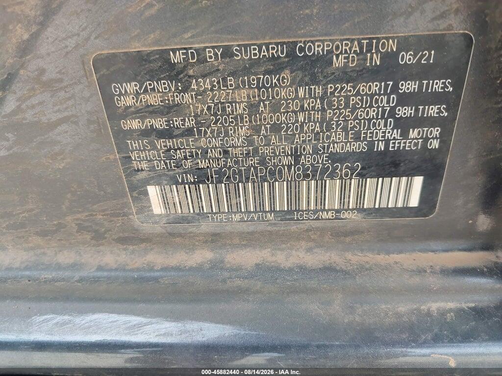 JF2GTAPC0M8372362 2021 SUBARU CROSSTREK photo no. 9