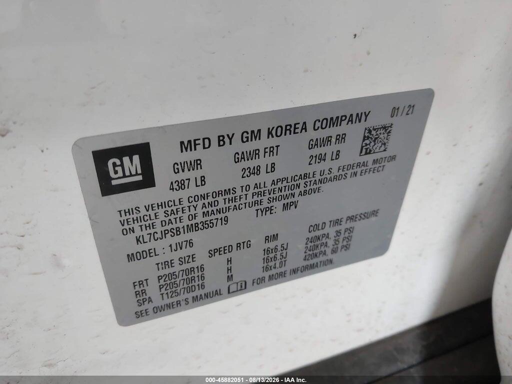KL7CJPSB1MB355719 2021 CHEVROLET TRAX photo no. 9