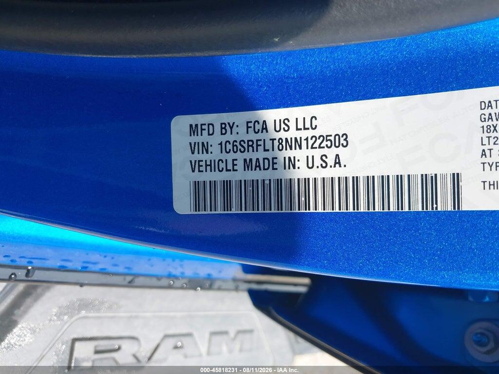 1C6SRFLT8NN122503 2022 RAM 1500 photo no. 9