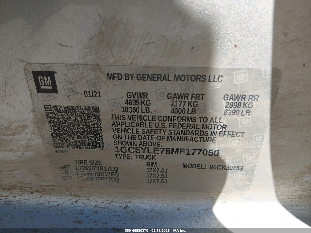1GC5YLE78MF177050 2021 CHEVROLET SILVERADO 2500HD photo no. 9