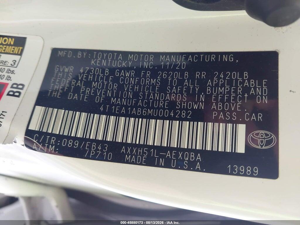 4T1EA1AB6MU004282 2021 TOYOTA AVALON photo no. 9